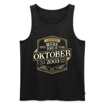 Homme d'anniversaire d'octobre 2003 - Débardeur bio Premium Homme - noir - Devant - AI Model Male 178 light (178cm)