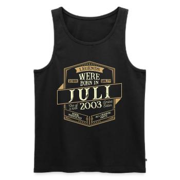 Juillet 2003 Anniversaire Homme - Débardeur bio Premium Homme - noir - Devant - AI Model Male 178 light (178cm)