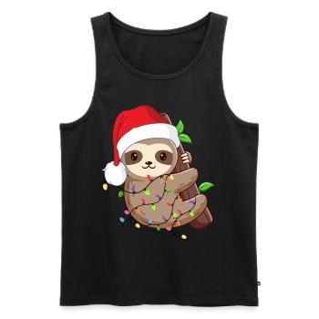 Drôle de Noël paresseux. Paresseux de Noël - Débardeur bio Premium Homme - noir - Devant - Michal (187cm)
