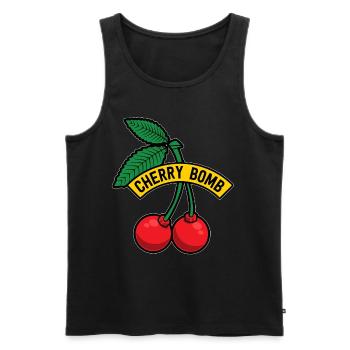 Fruit doux cerises fruit cadeau bombe - Débardeur bio Premium Homme - noir - Devant - AI Model Male 178 light (178cm)