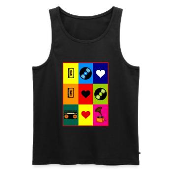 Video Kassette Schallplatte Retro 80s 90s Geschenk - Männer Premium Bio Tank Top - Schwarz - Vorne - AI Model Male 178 light (178cm)