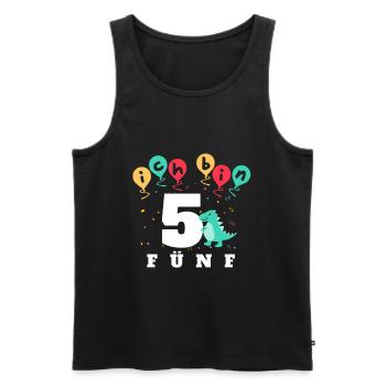 Chemise d'anniversaire 5 ans avec dino et ballons - Débardeur bio Premium Homme - noir - Devant - Michal (187cm)