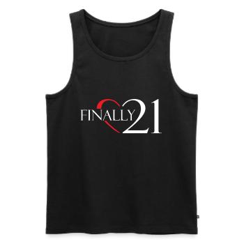 21 ans - Débardeur bio Premium Homme - noir - Devant - AI Model Male 178 light (178cm)