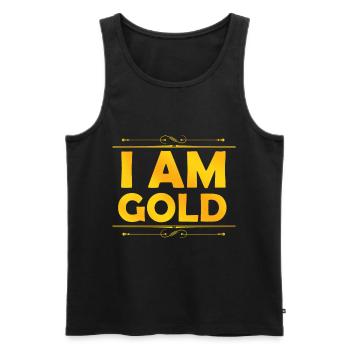 Golden I am Gold - Men's Premium Organic Tank Top - black - Front - Michal (187cm)