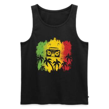 Reggae Musik Jamaica Farben Palmen - Männer Premium Bio Tank Top - Schwarz - Vorne - Michal (187cm)