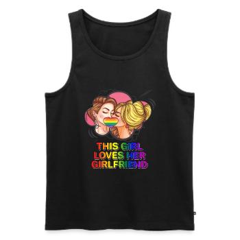 Gay Pride Rainbow Flag Lesbian LGBT Queer Lesbians - Men's Premium Organic Tank Top - black - Front - Michal (187cm)