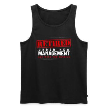 Retired Under New Management, Lake Wife for Details - Men's Premium Organic Tank Top - black - Front - Michal (187cm)
