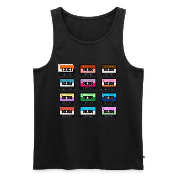 80 années 80 rétro costume de tenue de cassette vintage - Débardeur bio Premium Homme - noir - Devant - Michal (187cm)