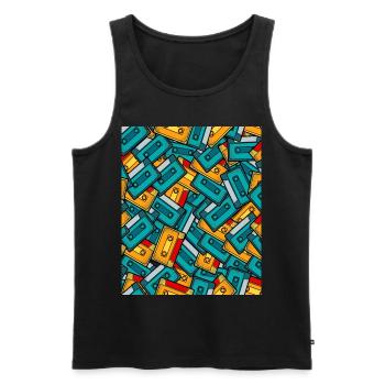 80 années 80 rétro costume de tenue de cassette vintage - Débardeur bio Premium Homme - noir - Devant - Michal (187cm)