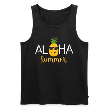 Aloha Summer , Hawaii, Ananas, Pineapple - Männer Premium Bio Tank Top - Schwarz - Vorne - Michal (187cm)
