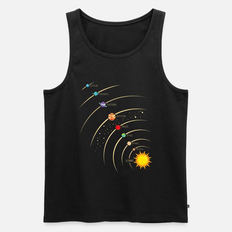 Les planètes dans notre système solaire. Terre, soleil, mars - Débardeur bio Premium Homme - noir