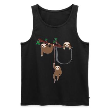 Sloth Family avec poche poitrine, facile à suspendre - Débardeur bio Premium Homme - noir - Devant - Michal (187cm)