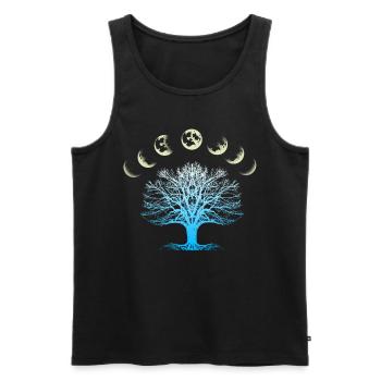 Phases de lune arbre de la vie avec la pleine lune, croissant - Débardeur bio Premium Homme - noir - Devant - Michal (187cm)