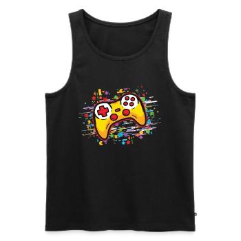 Gaming Controller Konsole Gamer Videogames History - Männer Premium Bio Tank Top - Schwarz - Vorne - AI Model Male 178 light (178cm)