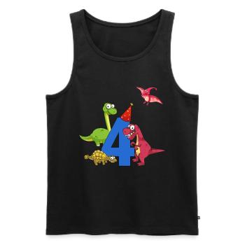 Anniversaire enfants 4 ans avec chapeaux de fête Dinos - Débardeur bio Premium Homme - noir - Devant - Michal (187cm)