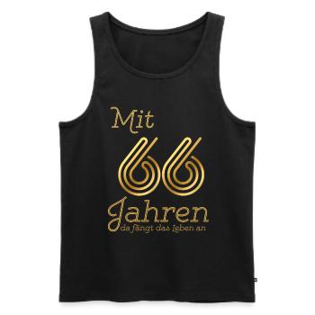 At the age of 66, life begins. Gift 66. - Men's Premium Organic Tank Top - black - Front - AI Model Male 178 light (178cm)