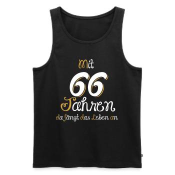 At the age of 66, life begins. Gift 66. - Men's Premium Organic Tank Top - black - Front - AI Model Male 178 light (178cm)