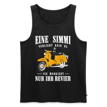 Schwalbe, Eine Simmi leckt nicht,Markiert Revier - Männer Premium Bio Tank Top - Schwarz - Vorne - AI Model Male 178 light (178cm)