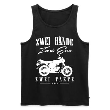 Zwei Hände Zwei Eier Zwei Takte, Simson DDR Moped - Männer Premium Bio Tank Top - Schwarz - Vorne - AI Model Male 178 light (178cm)