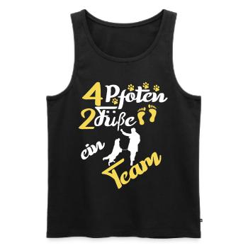 4 Pfoten, 2 Füsse , ein Team Hundeliebhaber - Männer Premium Bio Tank Top - Schwarz - Vorne - Michal (187cm)