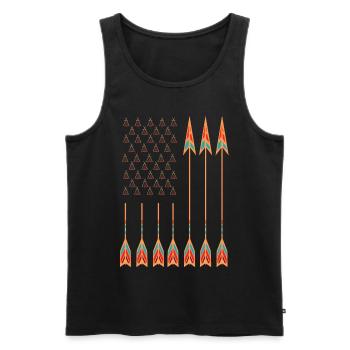 Native American Day, Us Flag, Tents & Arrows, - Men's Premium Organic Tank Top - black - Front - Michal (187cm)