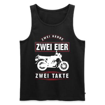Simson S51, 2 Hände, 2 Eier , 2Takte, DDR Moped - Männer Premium Bio Tank Top - Schwarz - Vorne - Michal (187cm)