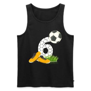 Idée cadeau enfant 6e anniversaire football 6 ans - Débardeur bio Premium Homme - noir - Devant - Michal (187cm)