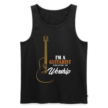 I am a guitarist created to worship,Gitarre Christ - Männer Premium Bio Tank Top - Schwarz - Vorne - AI Model Male 178 light (178cm)