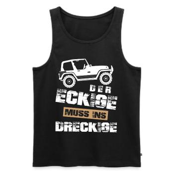 Geländewagen, der Eckige muss ins dreckige,Offroad - Männer Premium Bio Tank Top - Schwarz - Vorne - AI Model Male 178 light (178cm)