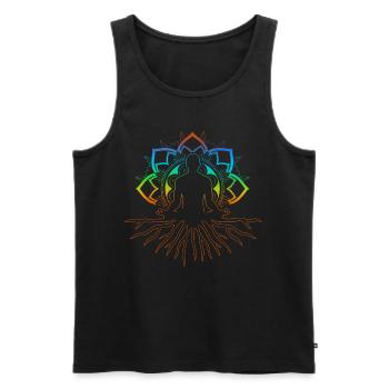 Lebensbaum , Chakras für spirituelles Yoga, Buddha - Männer Premium Bio Tank Top - Schwarz - Vorne - AI Model Male 178 light (178cm)