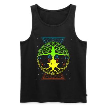 Lebensbaum , Chakras für spirituelles Yoga, Buddha - Männer Premium Bio Tank Top - Schwarz - Vorne - AI Model Male 178 light (178cm)