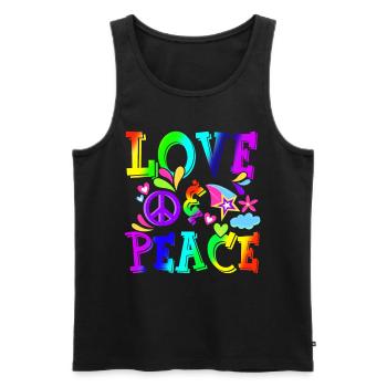 Hippie Love Peace Flower Power Peace Movement - Men's Premium Organic Tank Top - black - Front - AI Model Male 178 light (178cm)