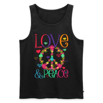 Hippie Love Peace Flower Power Peace Movement - Men's Premium Organic Tank Top - black - Front - AI Model Male 178 light (178cm)
