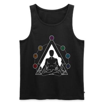 Yoga Chakra Spiritual Meditation 7 chakras - Men's Premium Organic Tank Top - black - Front - AI Model Male 178 light (178cm)