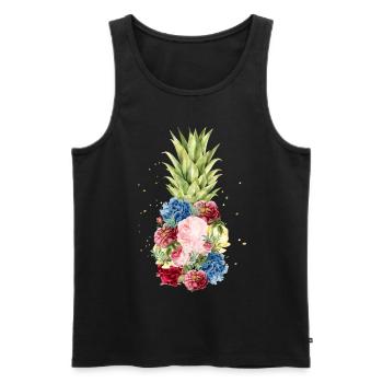 Hawaii pineapple Ananas mit Blumen Urlaub - Männer Premium Bio Tank Top - Schwarz - Vorne - AI Model Male 178 light (178cm)