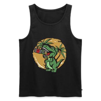 Drôle T-Rex alcool boire du vin de bière - Débardeur bio Premium Homme - noir - Devant - Michal (187cm)