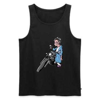Grand-mère moto retraite retraite motard âge - Débardeur bio Premium Homme - noir - Devant - AI Model Male 178 light (178cm)