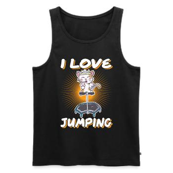 I love Jumping cat trampoline jumpstyle hopping - Débardeur bio Premium Homme - noir - Devant - AI Model Male 178 light (178cm)