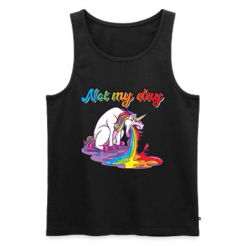 Not My Day unicorn spits vomit - Men's Premium Organic Tank Top - black - Front - AI Model Male 178 light (178cm)