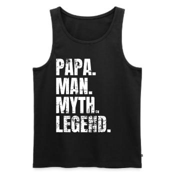 Papa Man Myth Legend Vintage - Männer Premium Bio Tank Top - Schwarz - Vorne - AI Model Male 178 light (178cm)