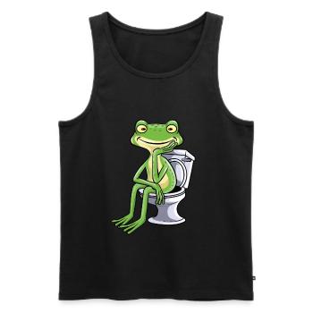 Frosch Klo Kacken Toilette - Männer Premium Bio Tank Top - Schwarz - Vorne - Michal (187cm)