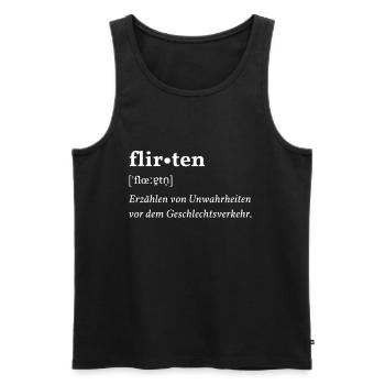Flirten - Duden Eintrag - Männer Premium Bio Tank Top - Schwarz - Vorne - AI Model Male 178 light (178cm)
