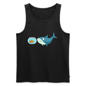 Poisson rouge bol requin poisson poisson rouge requin - Débardeur bio Premium Homme - noir - Devant - Michal (187cm)