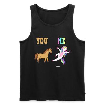 Funny unicorn pole dance party dancing - Men's Premium Organic Tank Top - black - Front - AI Model Male 178 light (178cm)