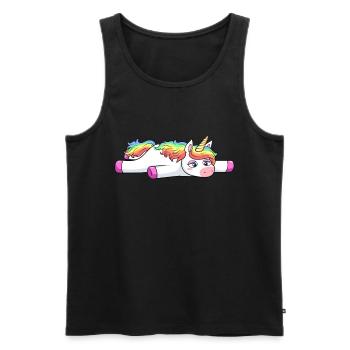 Müdes Einhorn KO Platt - Männer Premium Bio Tank Top - Schwarz - Vorne - AI Model Male 178 light (178cm)