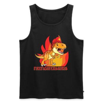 Firefightersaurus Dino Firefighter Service d'incendie - Débardeur bio Premium Homme - noir - Devant - Michal (187cm)
