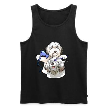 Toiletteuse pour chiens Coiffeur pour chiens Bobtail Pet Toiletteuse - Débardeur bio Premium Homme - noir - Devant - Michal (187cm)