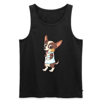 Chihuahua j'aime maman coeur pour un - Débardeur bio Premium Homme - noir - Devant - AI Model Male 178 light (178cm)