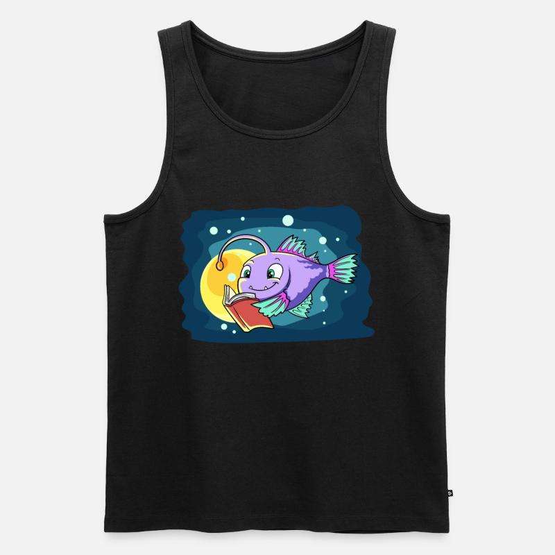 Laternenfisch Liest ein Buch - Männer Premium Bio Tank Top - Schwarz