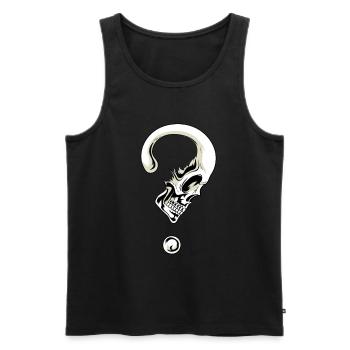 Tête de mort unique sous forme de points d’interrogation - Débardeur bio Premium Homme - noir - Devant - AI Model Male 178 light (178cm)